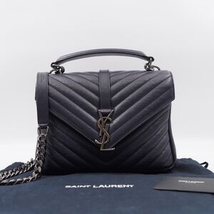 CE05 💖 Yves Saint Laurent College Medium Flap YSL Shoulder Bag Quilted Leather